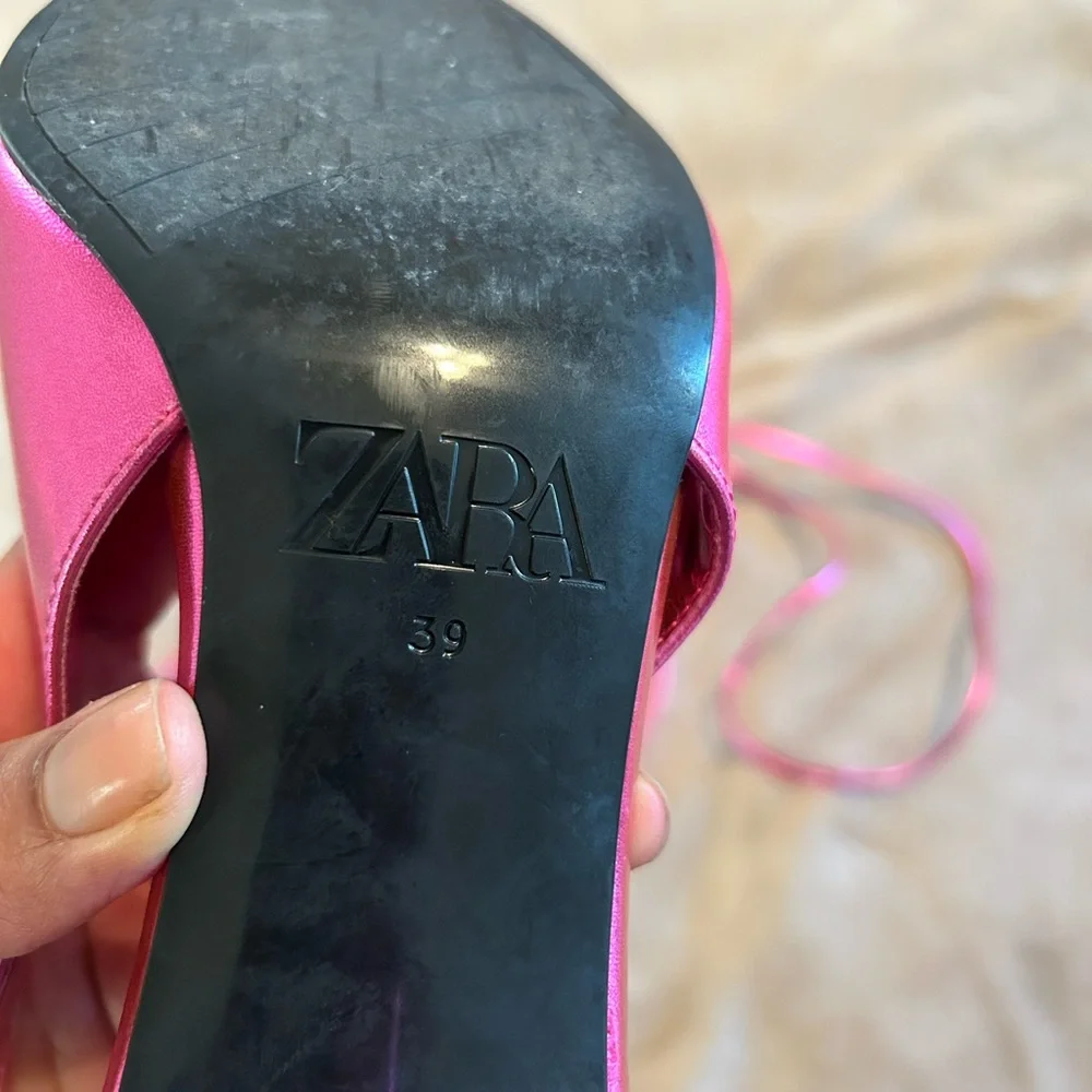 Zara Women's Metallic Pink Heels 39 - Picture 8 of 8
